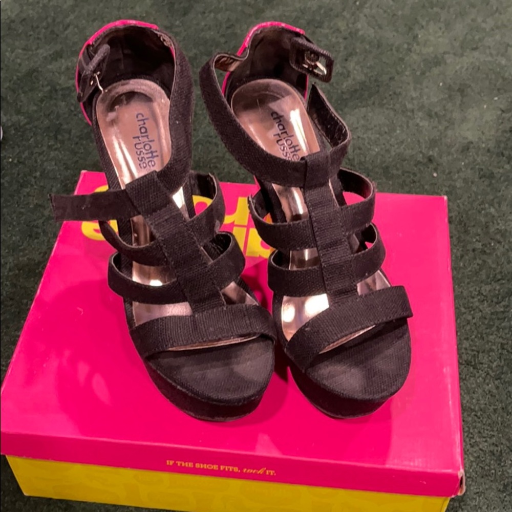 Charlotte Russe Black Fabric Wedge